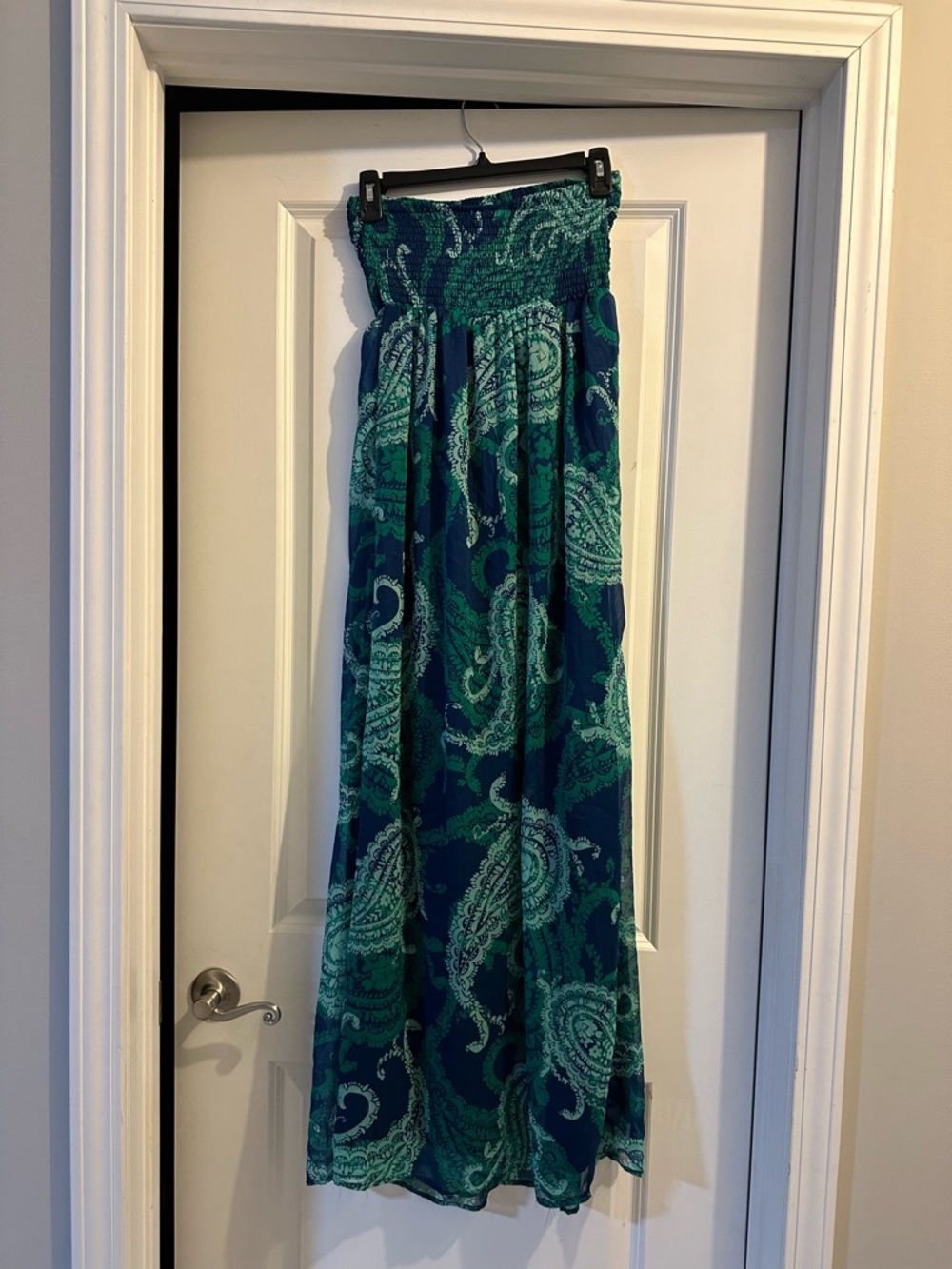 Old Navy Blue and Green Paisley Smocked Maxi Skirt